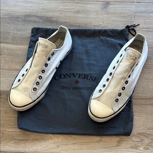 John Varvatos Converse Cream Low-Top Canvas Sneakers